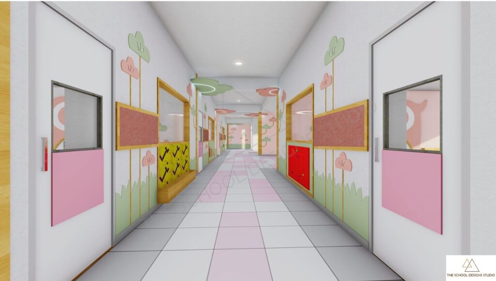 Interactive learning corridor at PP Savani School of Excellence designed by The School Designs Studio
